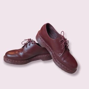 All red 1461 Dr. Martens Oxford shoes